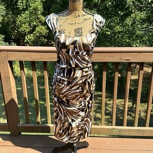 London Times women’s Dress size 8 black tan brown and cream foam fitted